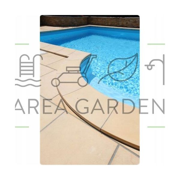 Kamień brzegowy do basenu Bordo Rosalind piaskowy narożny wewnętrzny