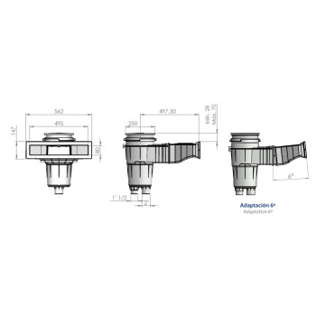 Skimmer 17,5L NORM Beton - otwór 495x80mm - Kolor Biały 58707(basen betonowy)